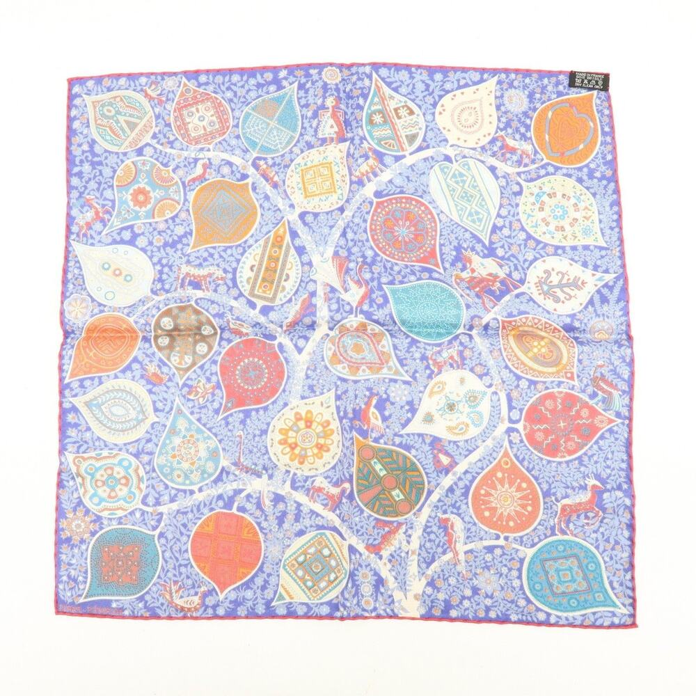 Hermes Carre 45 L'Arbre de Vie Silk Scarf Blue - Picture 7 of 10